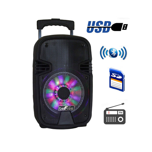 beFree 8" 400 Watts Bluetooth Portable Party Speaker w USB SD Input & Reactive