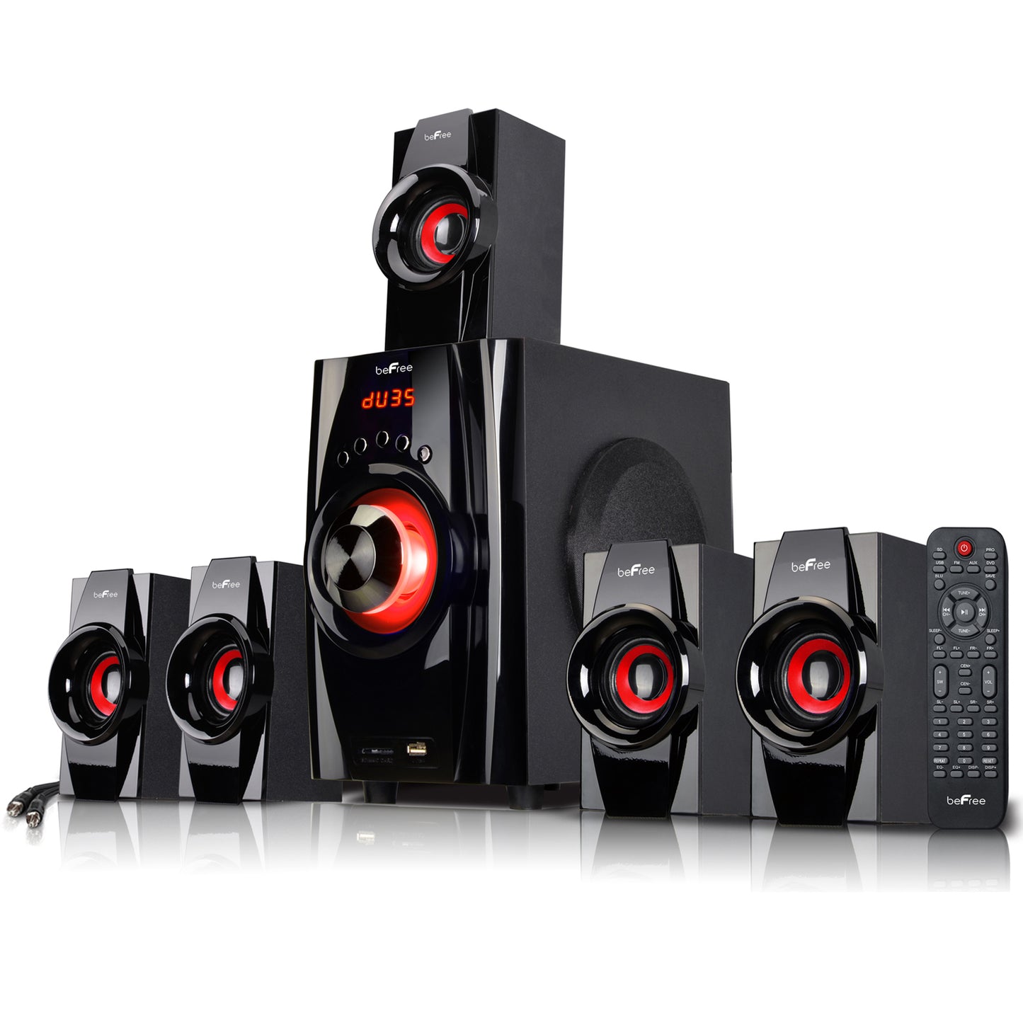 beFree 5.1 Ch Surround Sound Speaker System BFS-410 w Bluetooth USB FM SD Remote
