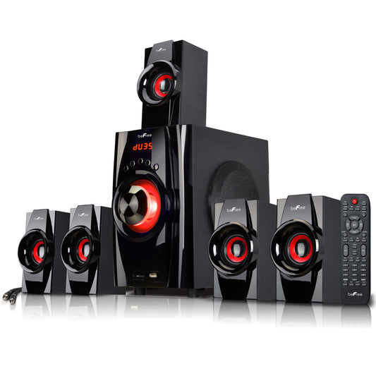 beFree 5.1 Ch Surround Sound Speaker System BFS-410 w Bluetooth USB FM SD Remote