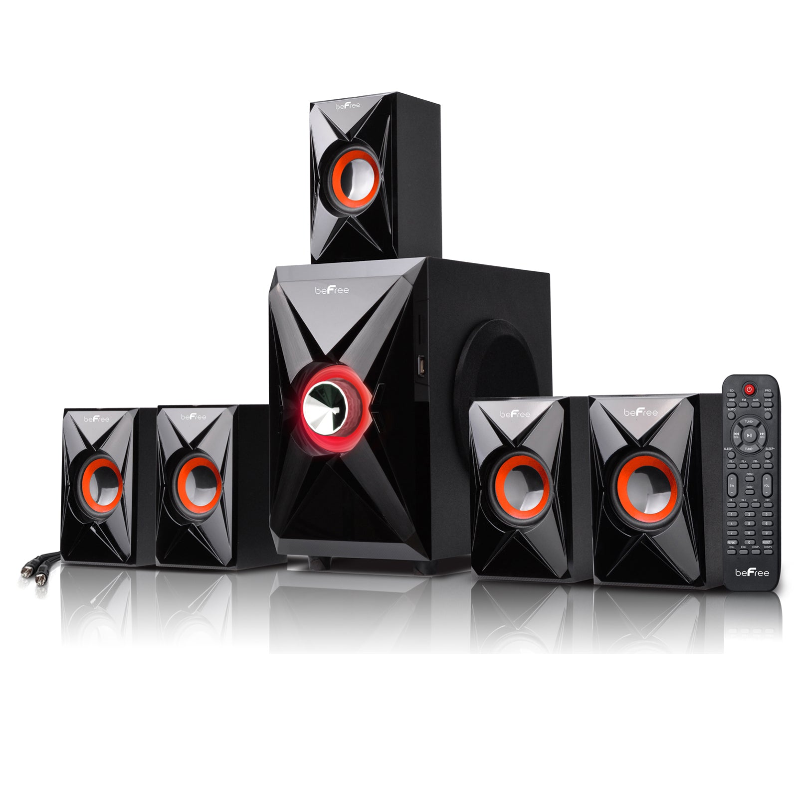 beFree 5.1 Channel Bluetooth Surround Sound Speaker System in Orange