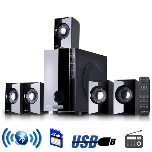 beFree 5.1 Ch Surround Sound Speaker System BFS-430 w Bluetooth USB SD FM Remote