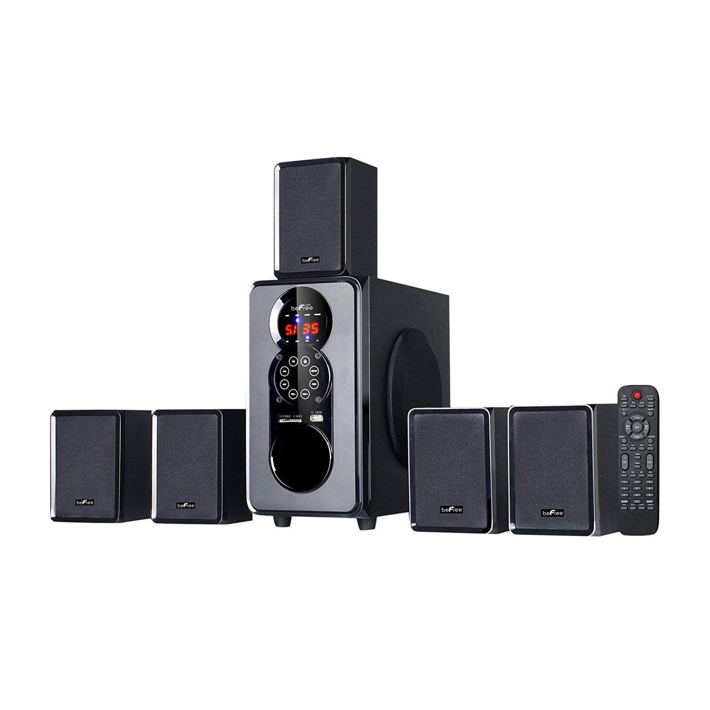 beFree BFS-455 5.1 Ch Surround Sound Speaker System w Remote USB SD FM Bluetooth