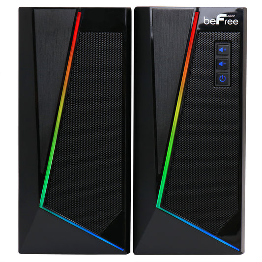 beFree 2.0 Computer Gaming Stereo Speakers BFS-518 for Desk Shelf w LED Lights