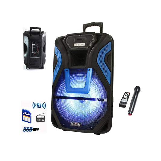 beFree 15" Rechargeable Bluetooth Portable Party PA Speaker System w SD/FM/USB