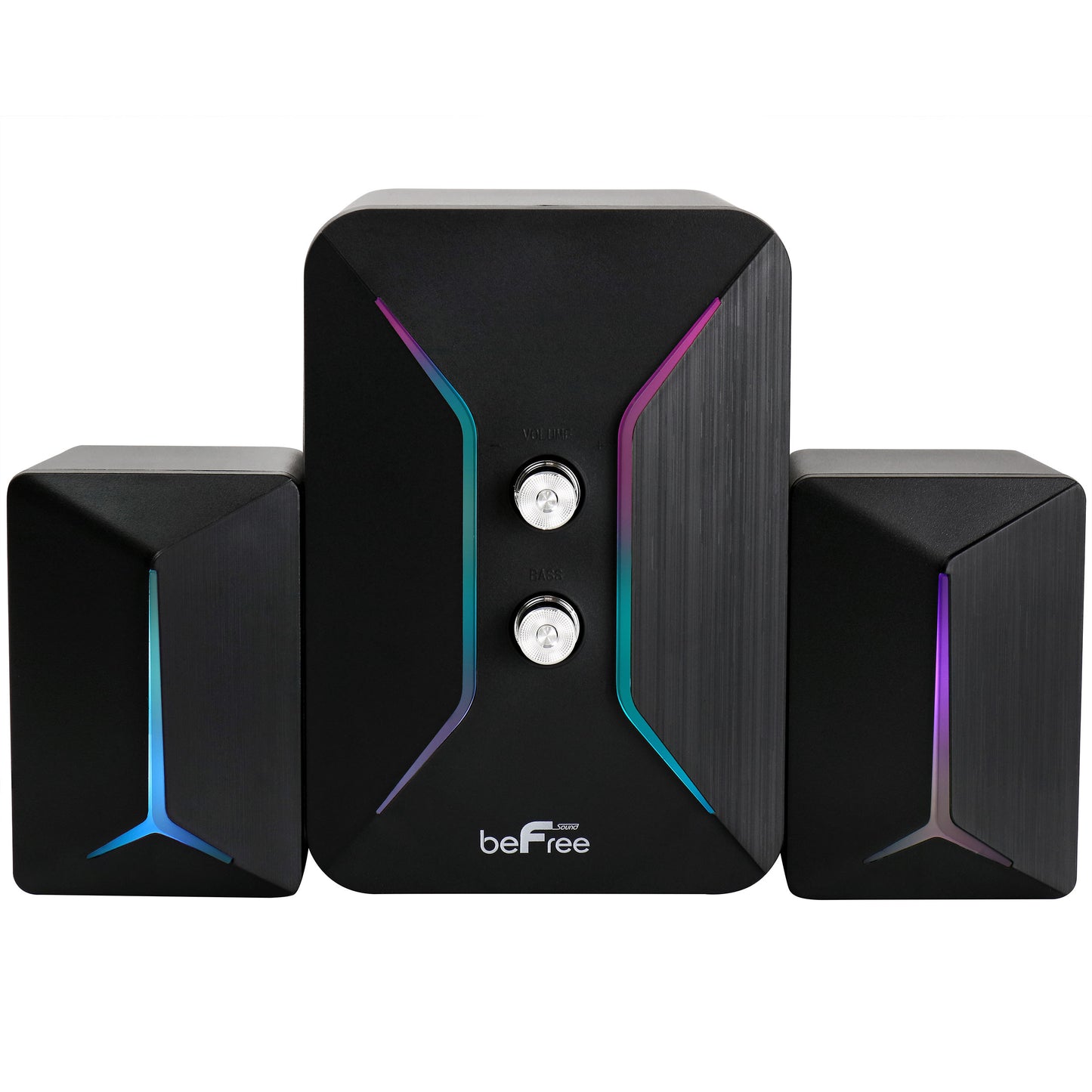 beFree Gaming 2.1 Computer Desk Shelf Mini Speaker Subwoofer System w LED Lights