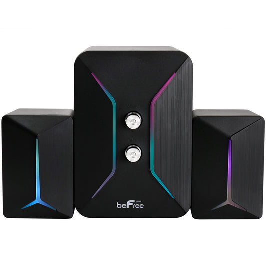 beFree Gaming 2.1 Computer Desk Shelf Mini Speaker Subwoofer System w LED Lights