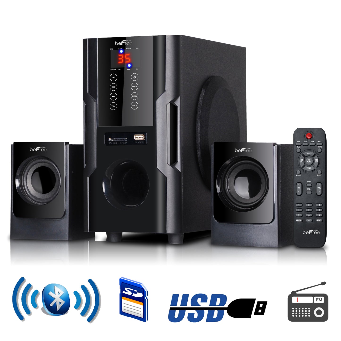 beFree 2.1 Channel Surround Sound Speaker System