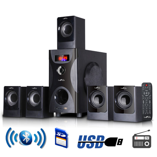 beFree 5.1 Channel Surround Sound Speaker System Black