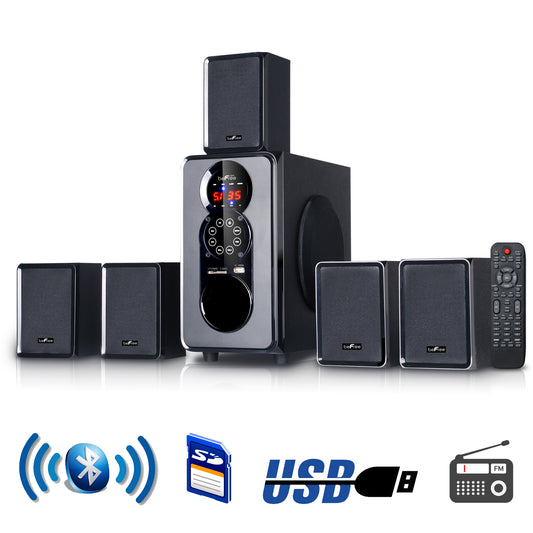 beFree 5.1 Channel Surround Sound Speaker System in Black