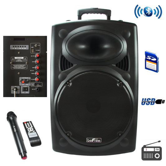 beFree 15" Bluetooth Powered Portable PA Speaker