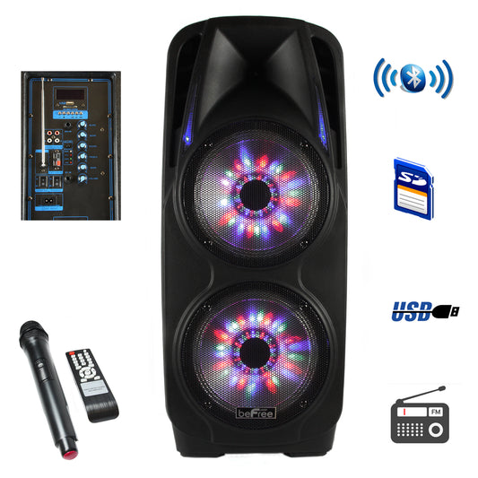 beFree 2x10" Woofer Portable Bluetooth Powered PA Speaker
