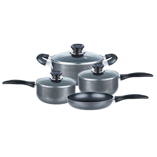 Brentwood 7 Piece Nonstick Aluminum Cookware Set in Granite