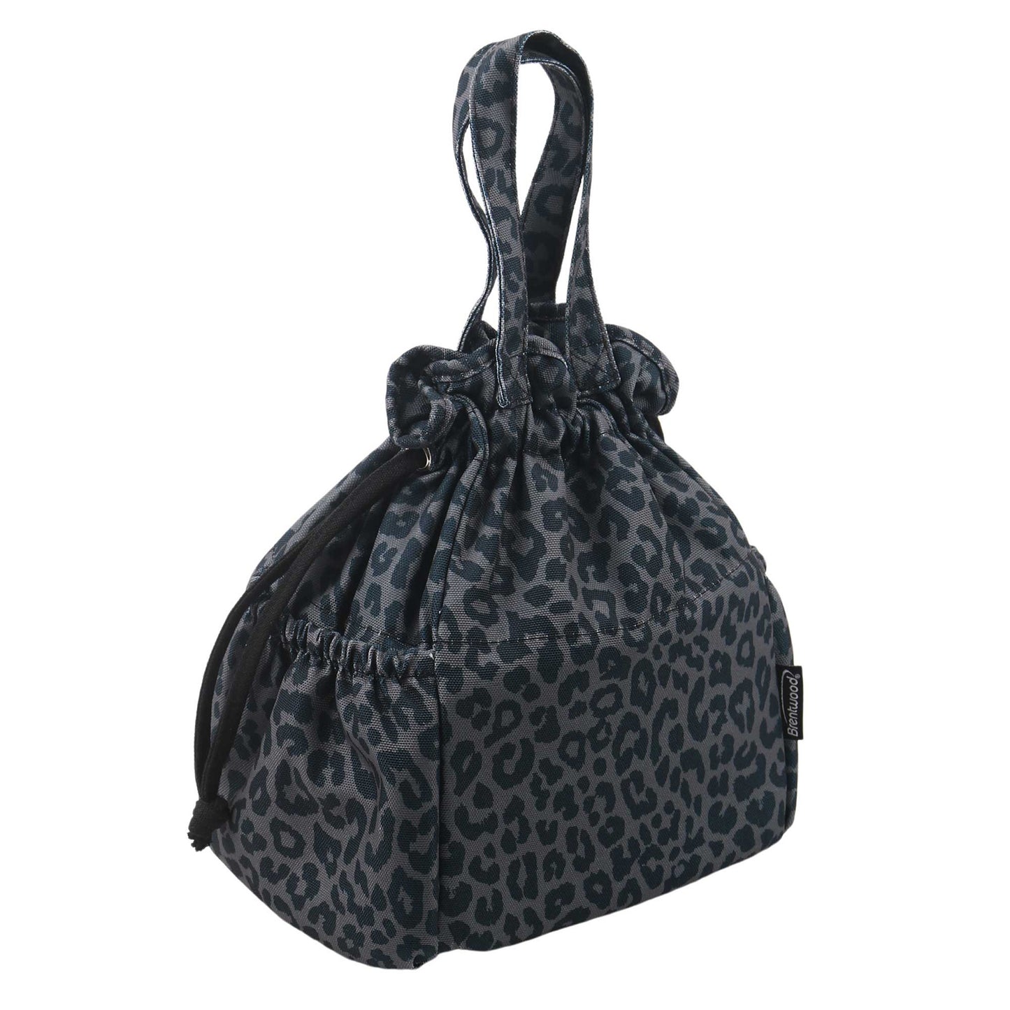 Brentwood Large 10L Insulated Canvas Lunch Tote Cooler Bag in Leopard Grey w 2 P