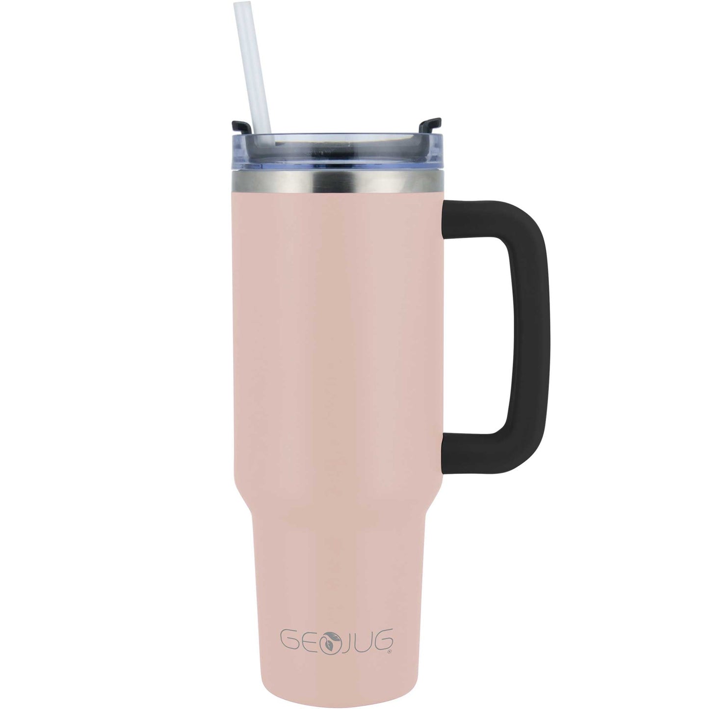Brentwood GEOJUG 40oz Insulated Stainless Steel Tumbler Cup in Pink w Handle