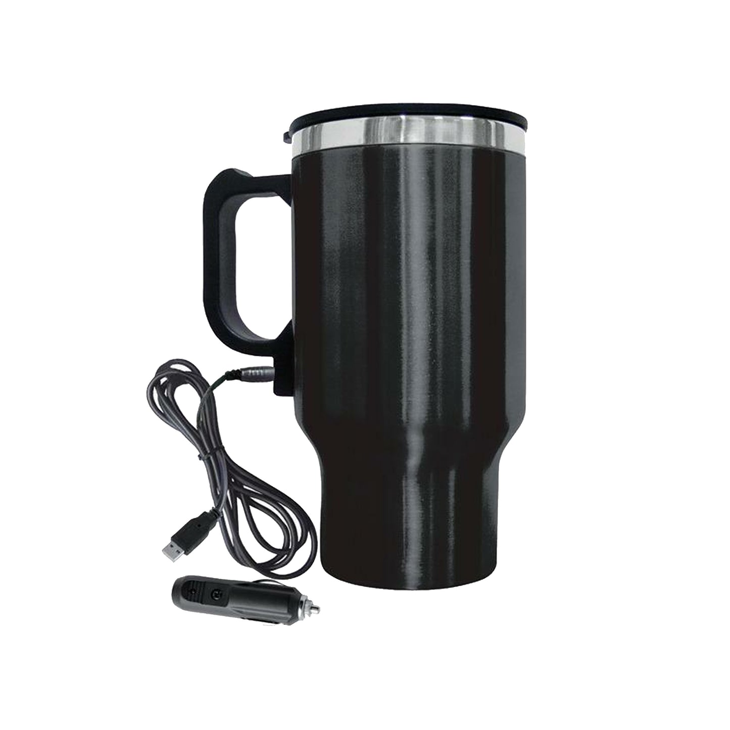 Brentwood 16 fl oz Electric Coffee Mug w Wire Car Plug in Black 473 mL