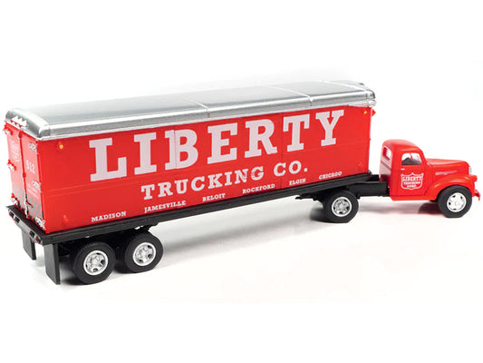 1941-1946 Chevrolet Truck Trailer Set Liberty Trucking Co. Red 1/87 HO Scale Mo