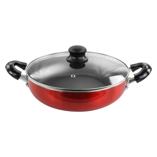 Better Chef 10" Red Aluminum Deep Frying Pan w Glass Lid