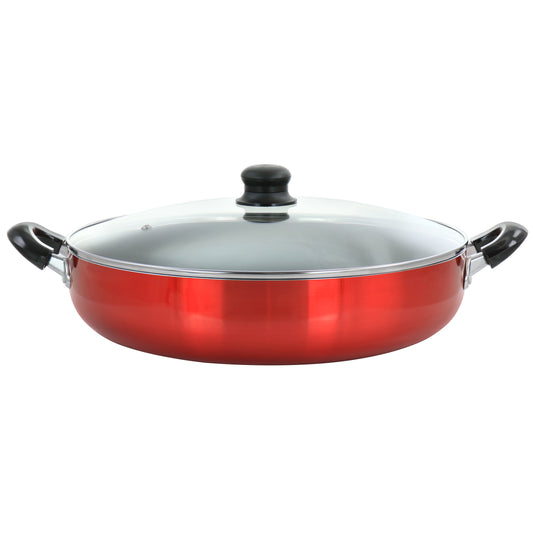 Better Chef 14" Red Aluminum Deep Fryer Pan w Glass Lid