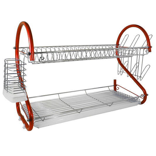 Better Chef 2-Tier 22" Chrome Plated Dish Rack in Red