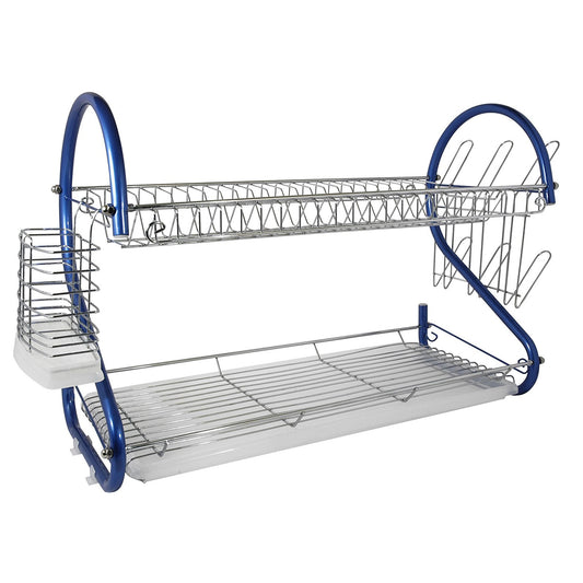 Better Chef 2-Tier 22" Chrome Plated Dish Rack in Blue