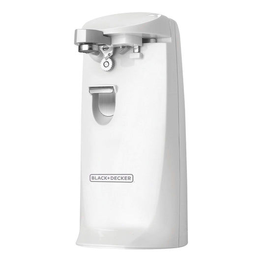 Black & Decker Extra Tall Electric Can Opener in White w Knife Sharpener