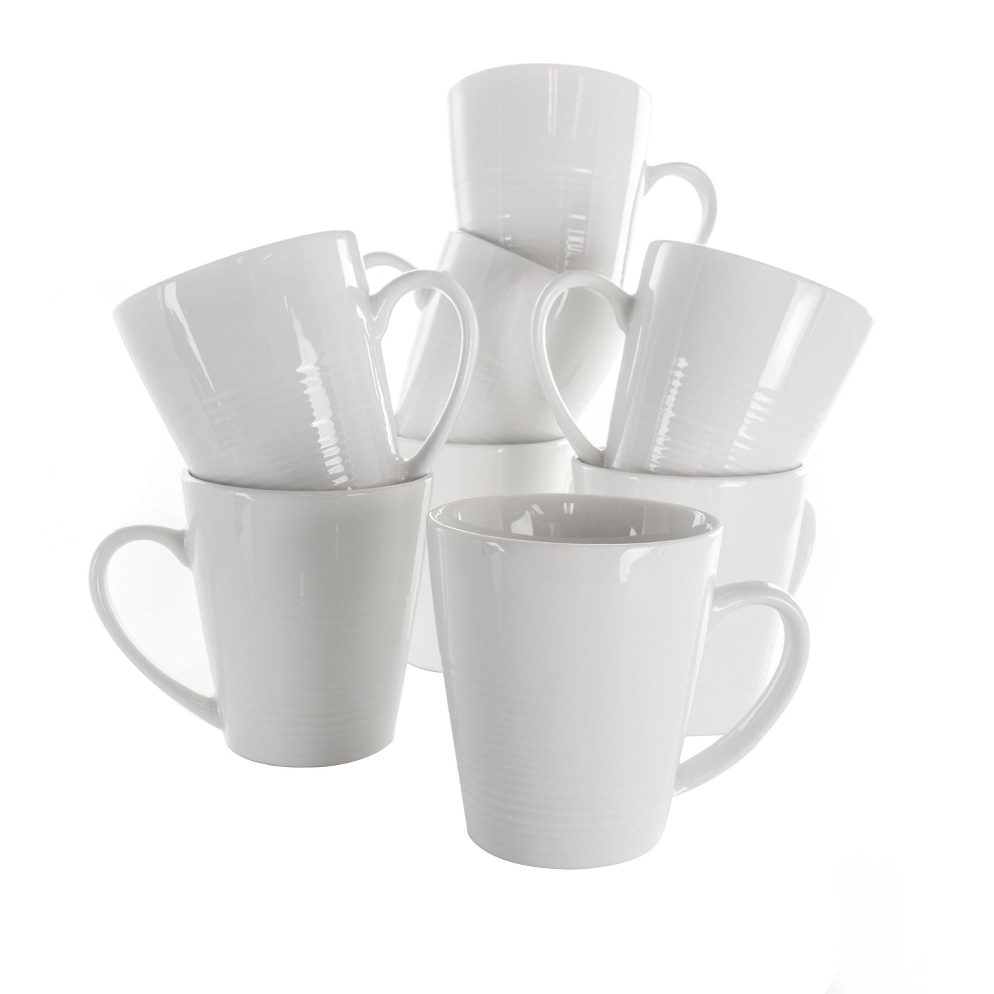 Elama Amie 8 pc 12 oz Porcelain Mug Set in White