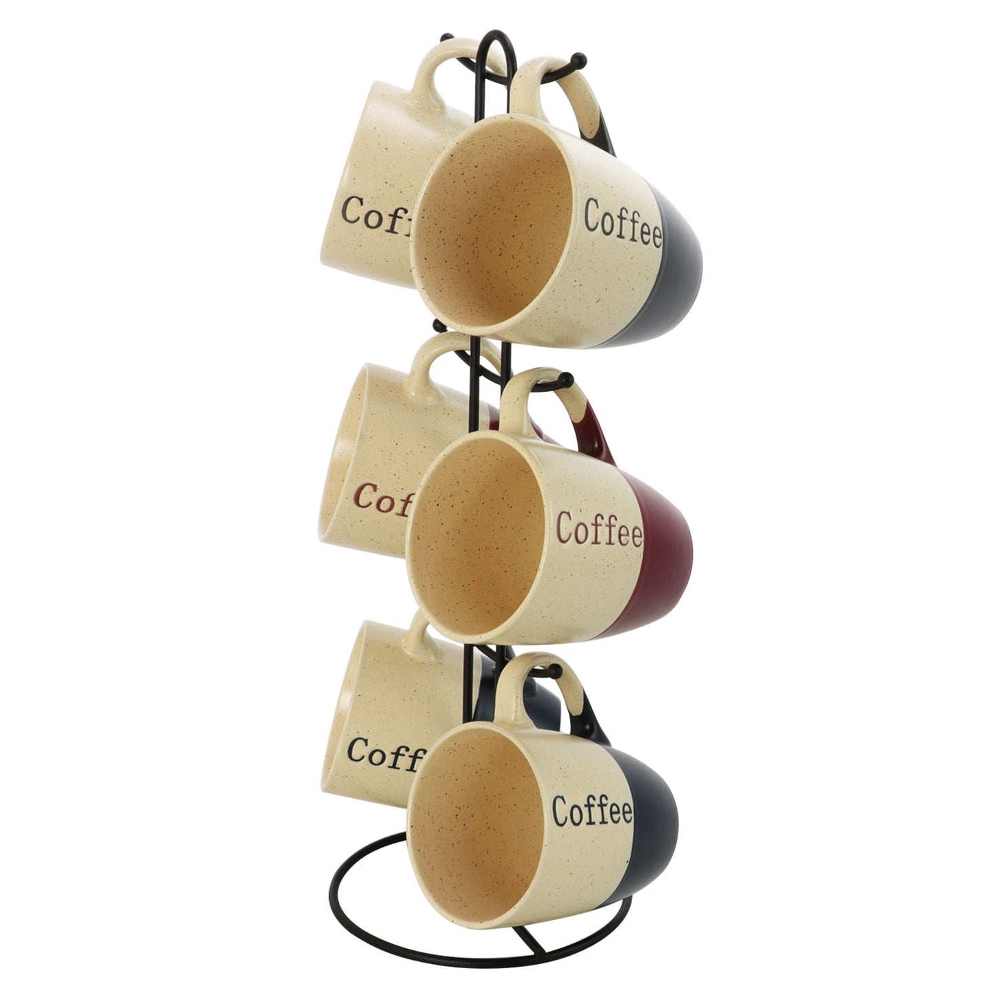 Elama Coffee House 12 oz Mug Set 6-Piece 350 mL in Assorted Colors with Stand