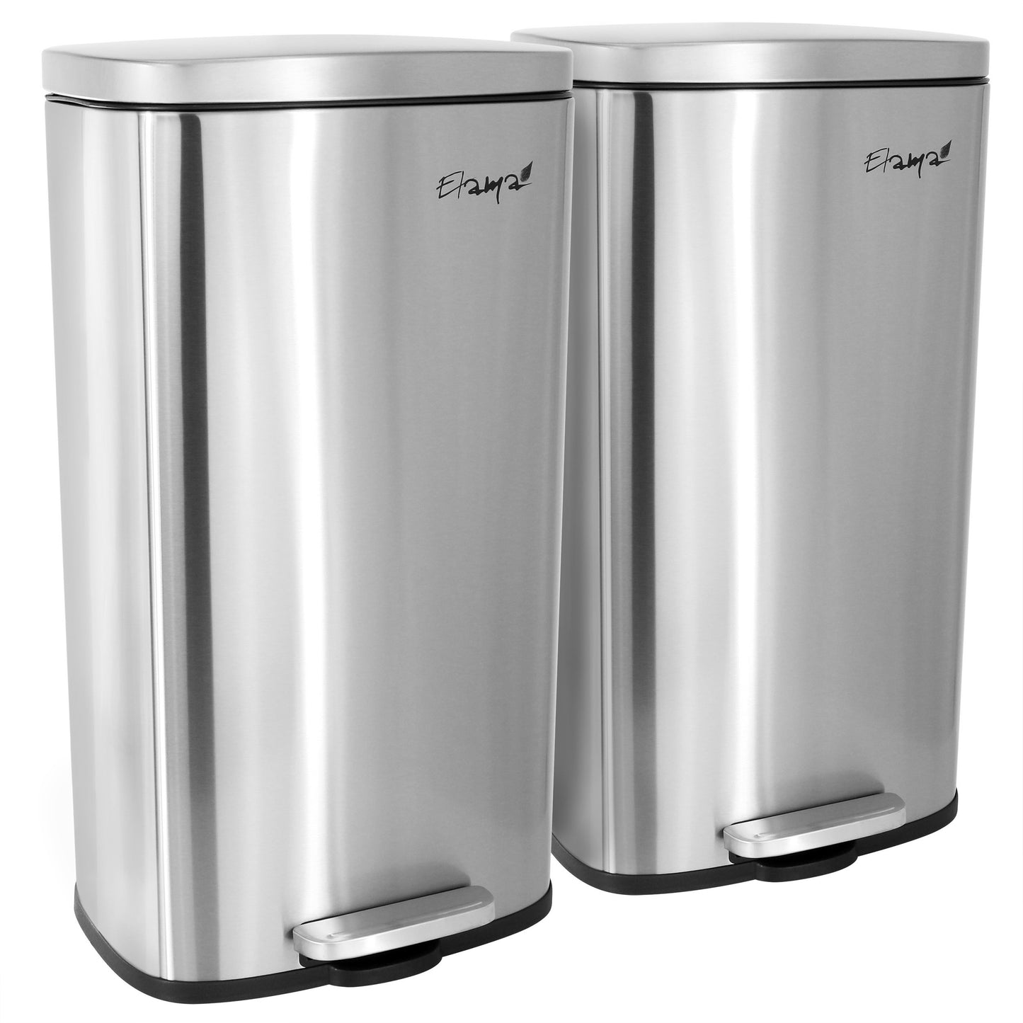 Elama 2 piece 8 Gallon Each 30 Liter Rectangular Stainless Steel Twin Step Trash