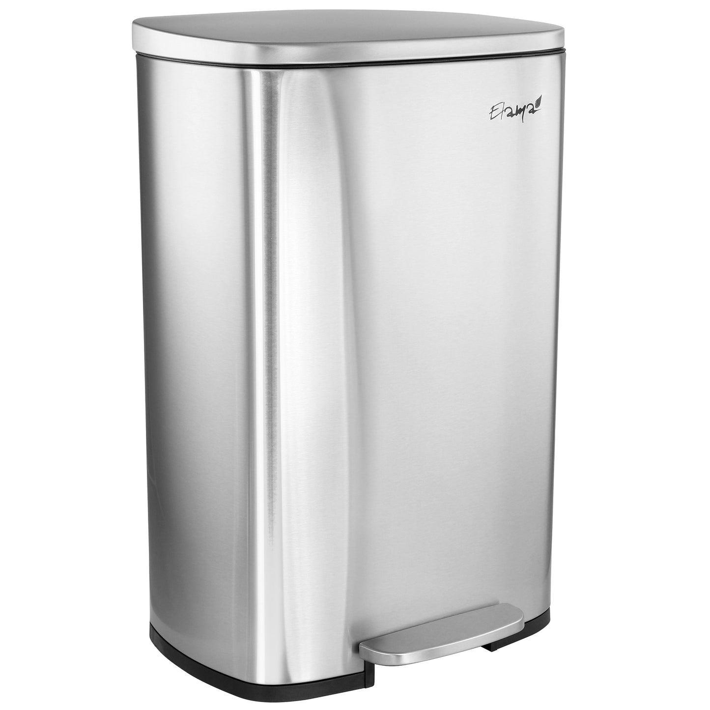 Elama 50 Liter/13 Gallon Rectangular Stainless Steel Step Trash Bin w Slow Close