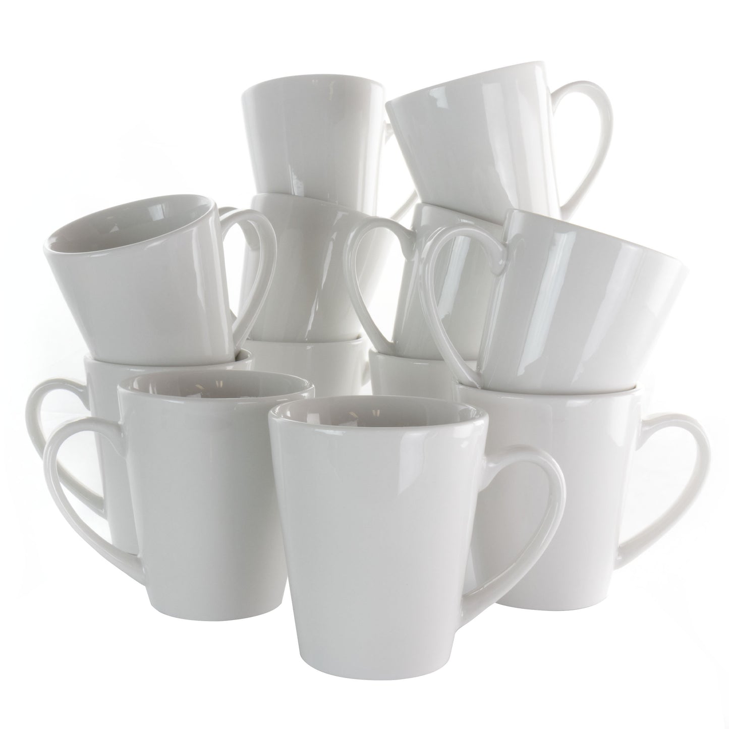Elama Holt 12 pc 10 oz Porcelain Mug Set in White