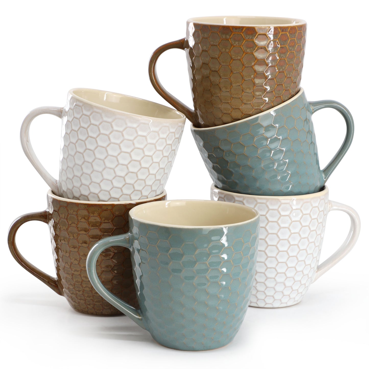 Elama Honey Bee 6-Piece 15 oz Mug Set Assorted Colors