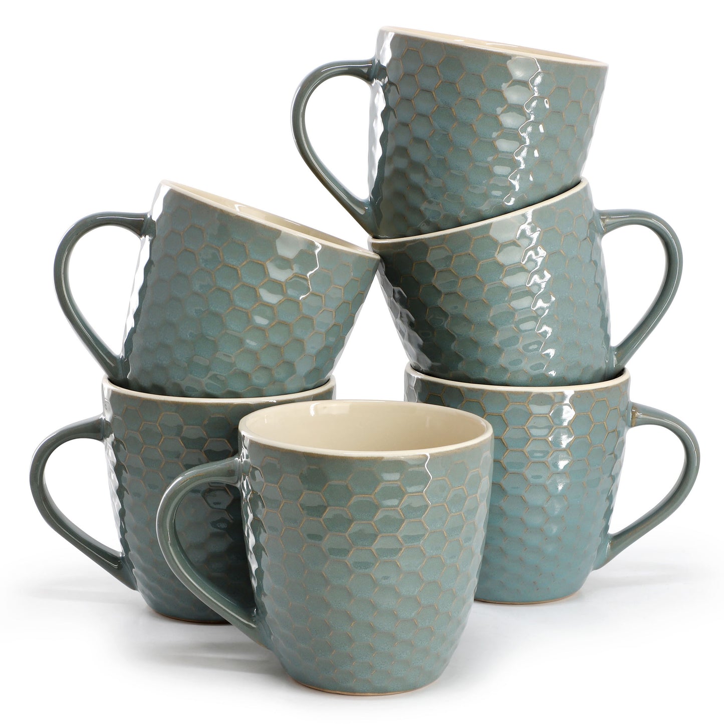 Elama Honeycomb 6 Piece 15 oz Mug Set Turquoise