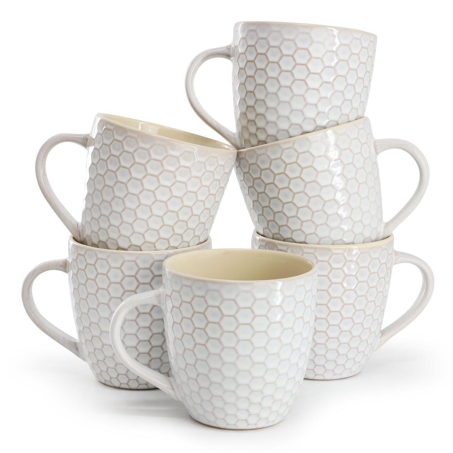 Elama Honeycomb 6 Piece 15 oz Mug Set White