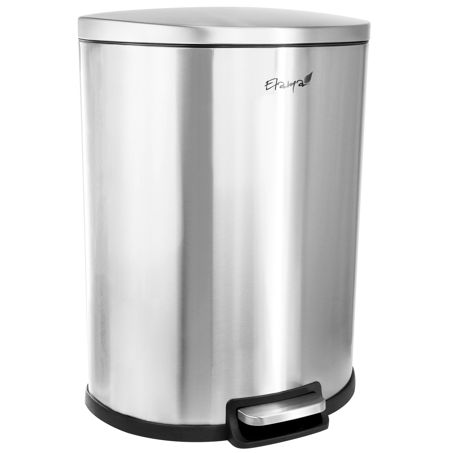 Elama 50 Liter 13 Gallon Half Circle Stainless Steel Step Trash Bin w Slow Close
