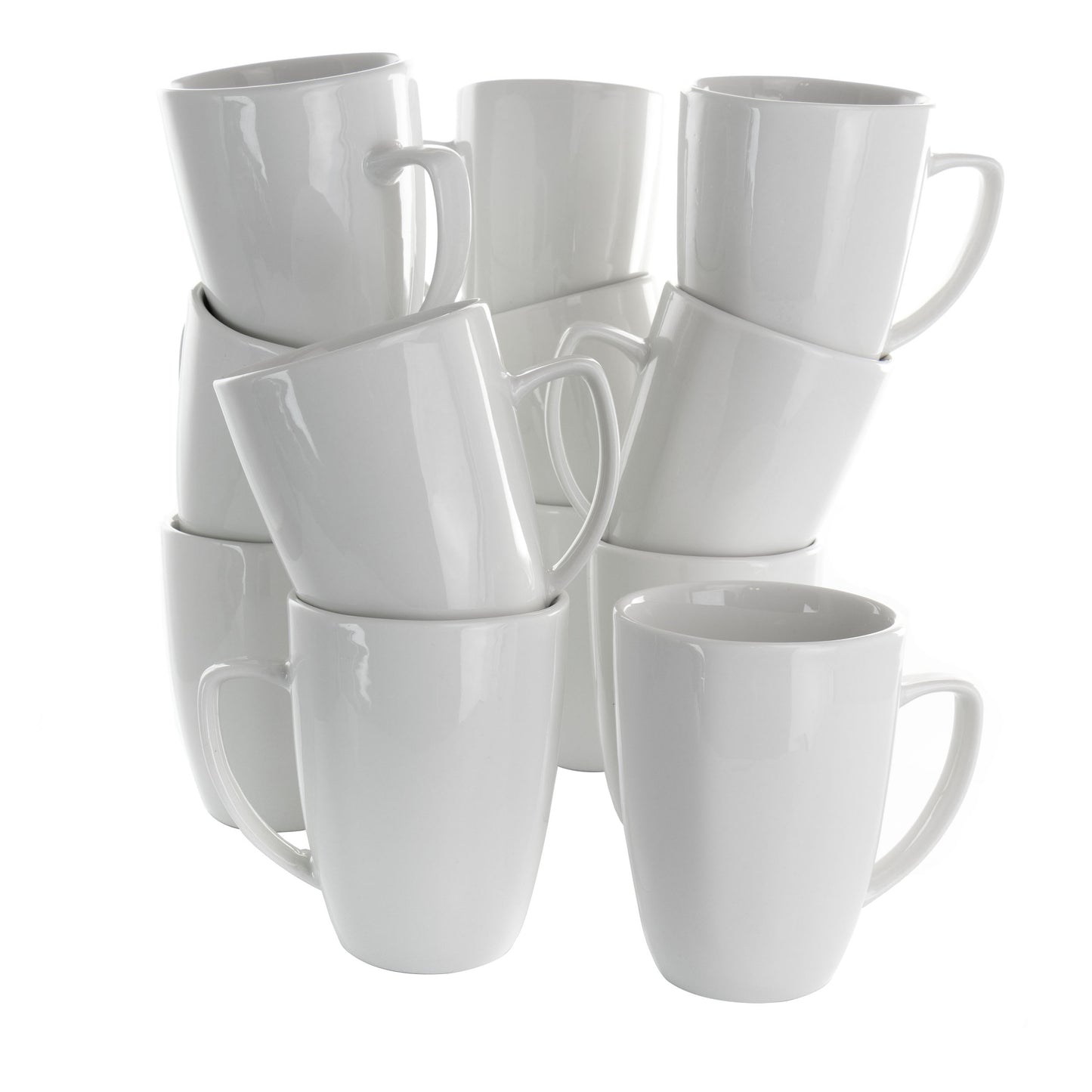 Elama Riley 12 pc 12 oz Porcelain Mug Set in White