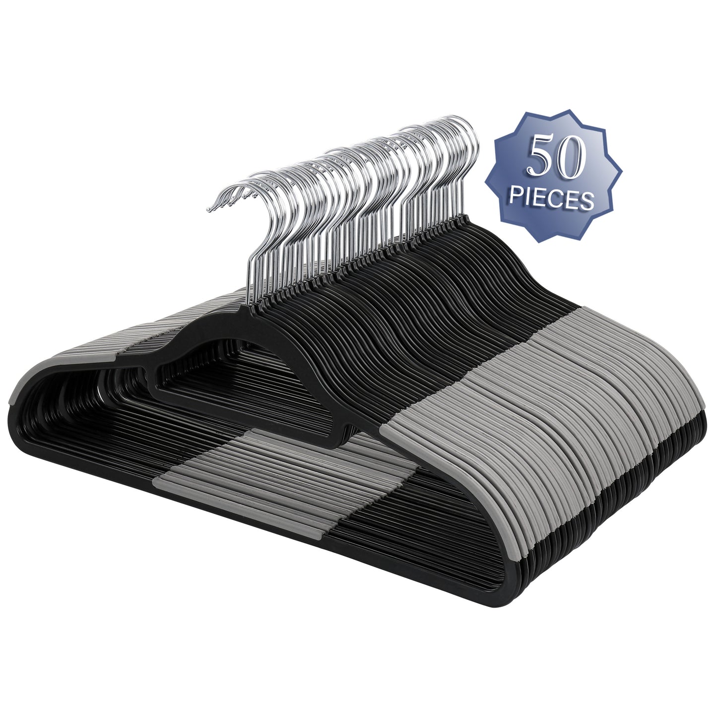 Elama Home 50 Piece Plastic Non Slip Hanger Black & Gray