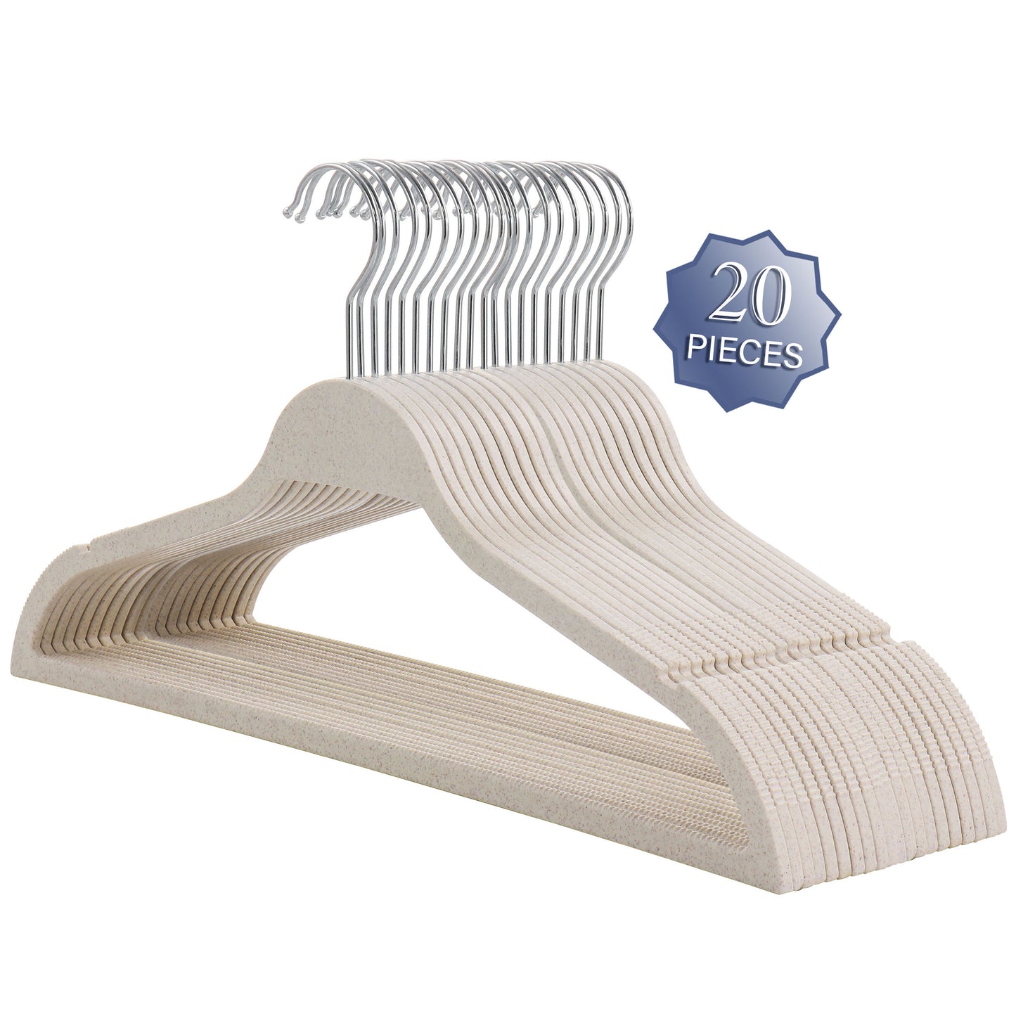Elama Home 20 Piece Biodegradable Coat Hangers Wheat