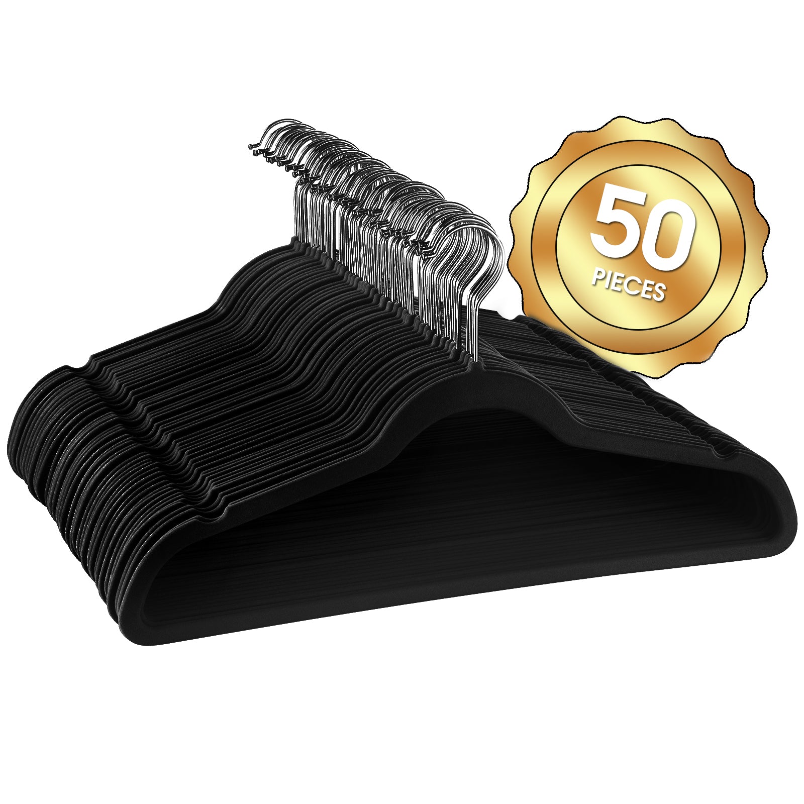 Elama Home 50 Piece Flocked Velvet Clothes Hangers w Stainless Steel Swivel Hoo