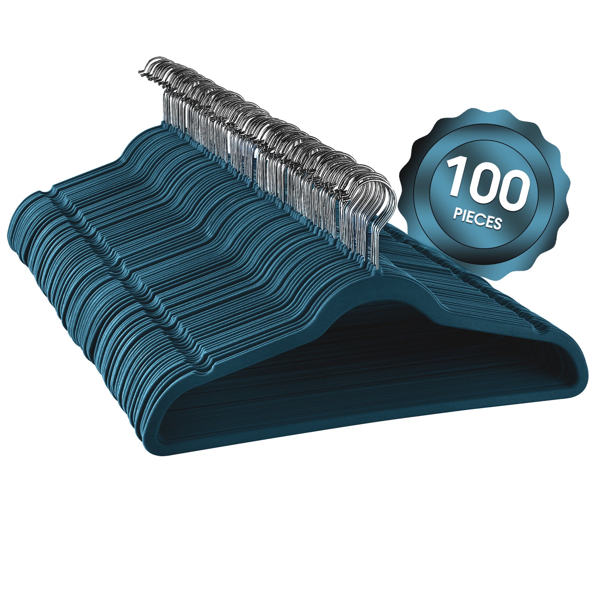 Elama Home 100 Piece Velvet Slim Profile Heavy Duty Felt Hangers w Stainless St