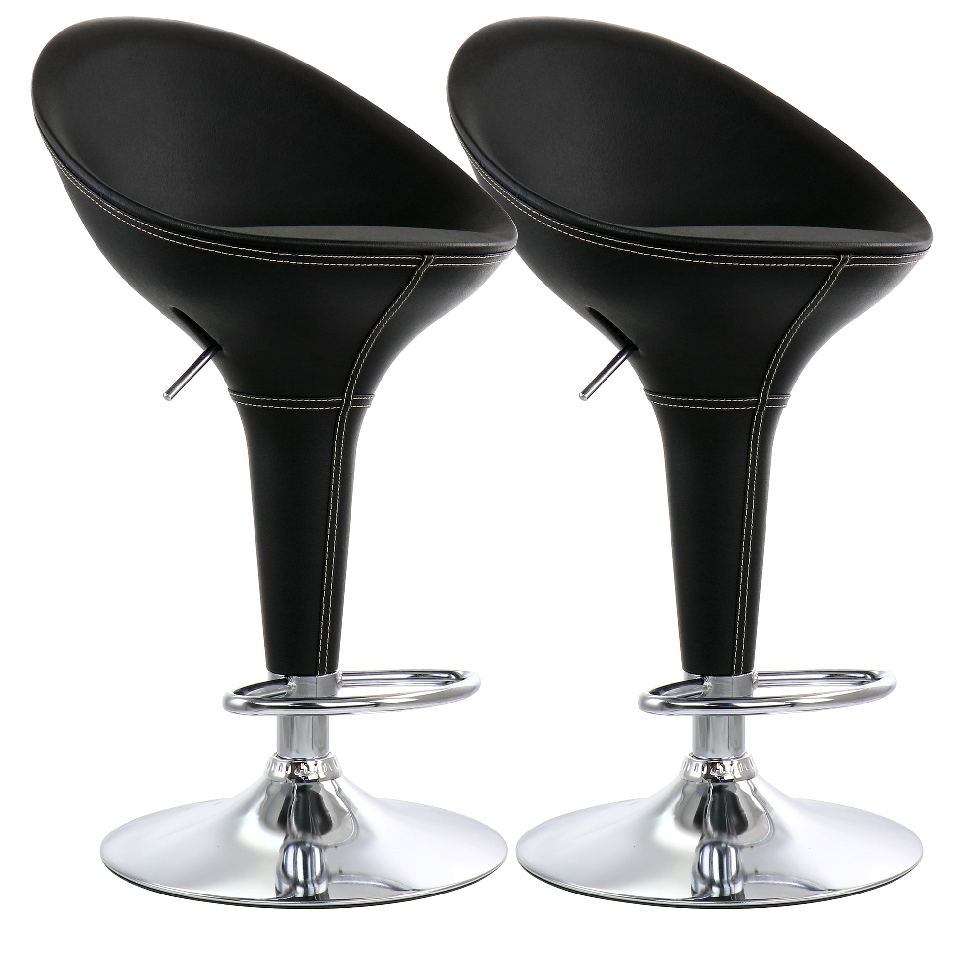 Elama 2 Piece Adjustable Plastic Bar Stool in Black w Chrome Base