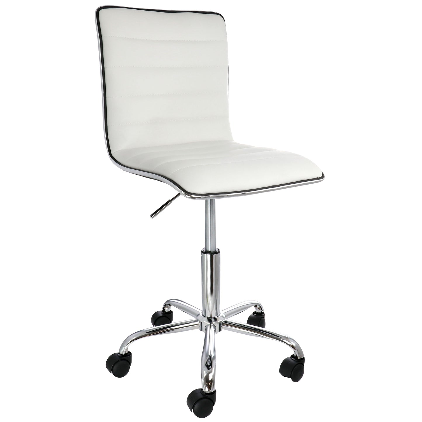 Elama Faux Leather Adjustable Rolling Office Chair White