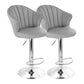 Elama 2 Piece Shell Back Faux Leather Adjustable Bar Stool in Dark Gray w Chrom