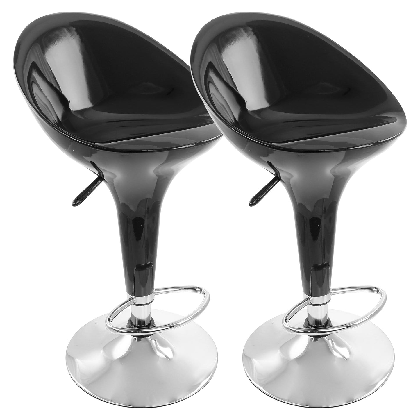 Elama 2 Piece Modern Bombo Adjustable Bar Stool in Black w Chrome Base