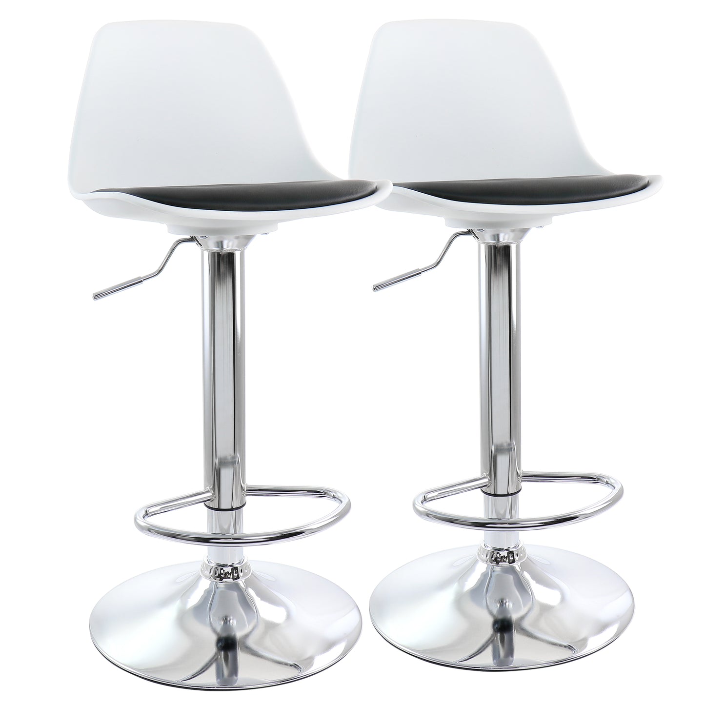 Elama 2 Piece Adjustable Bar Stool in Black & White w Chrome Base