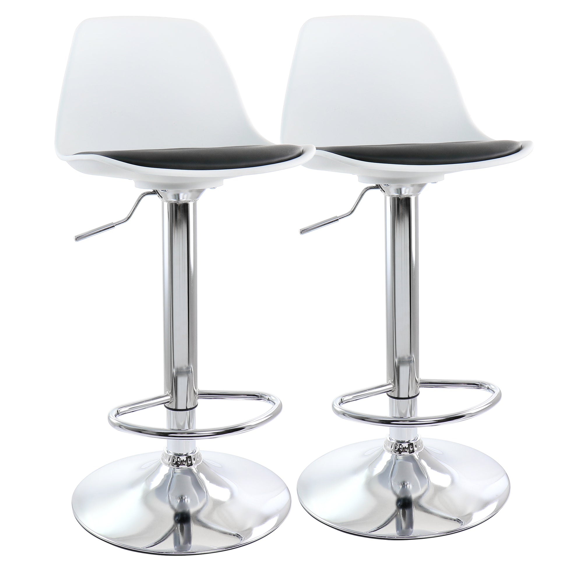 Elama 2 Piece Adjustable Bar Stool in Black & White w Chrome Base