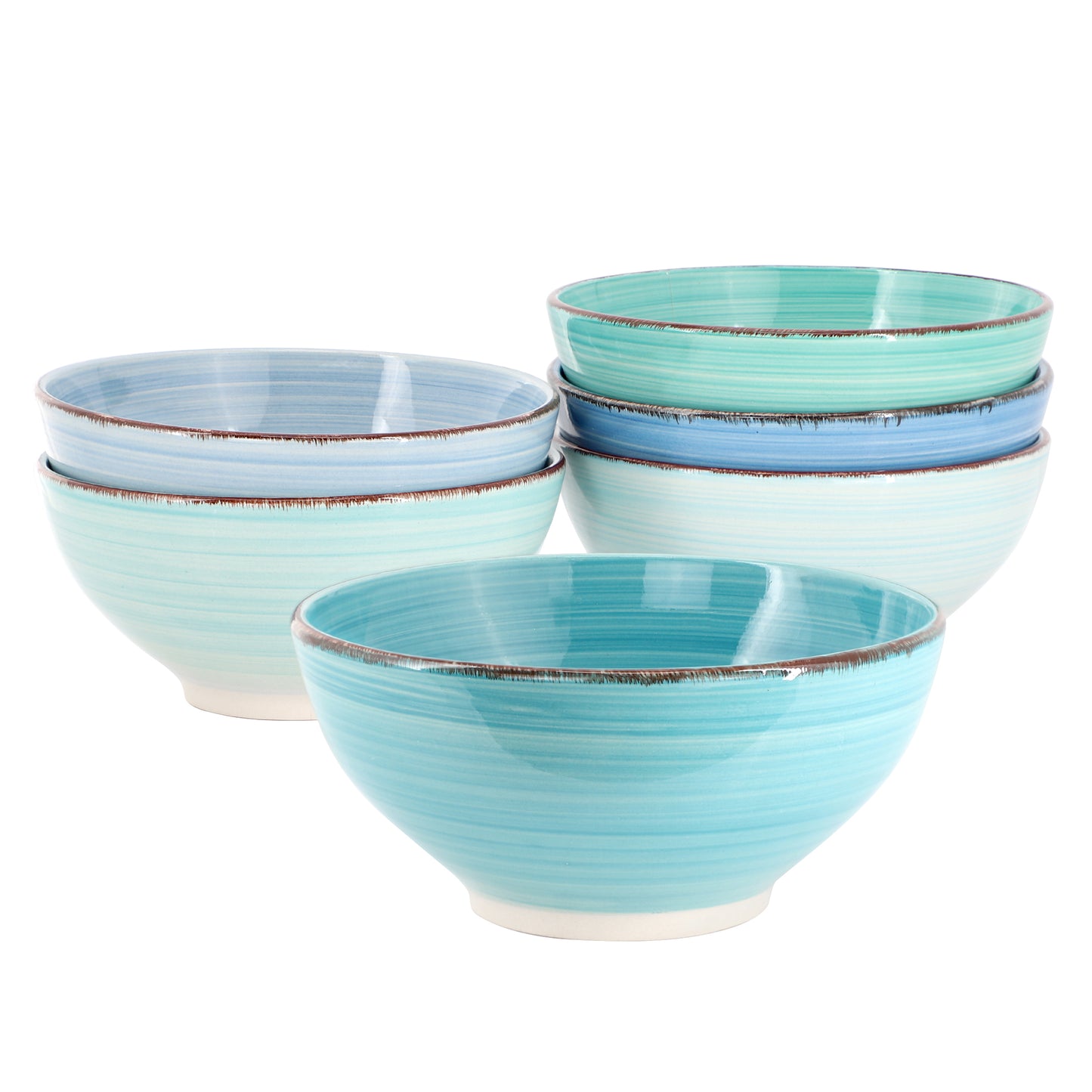 Elama Blue Ridge 6.25" 6 Piece Round Stoneware Assorted Bowl Set
