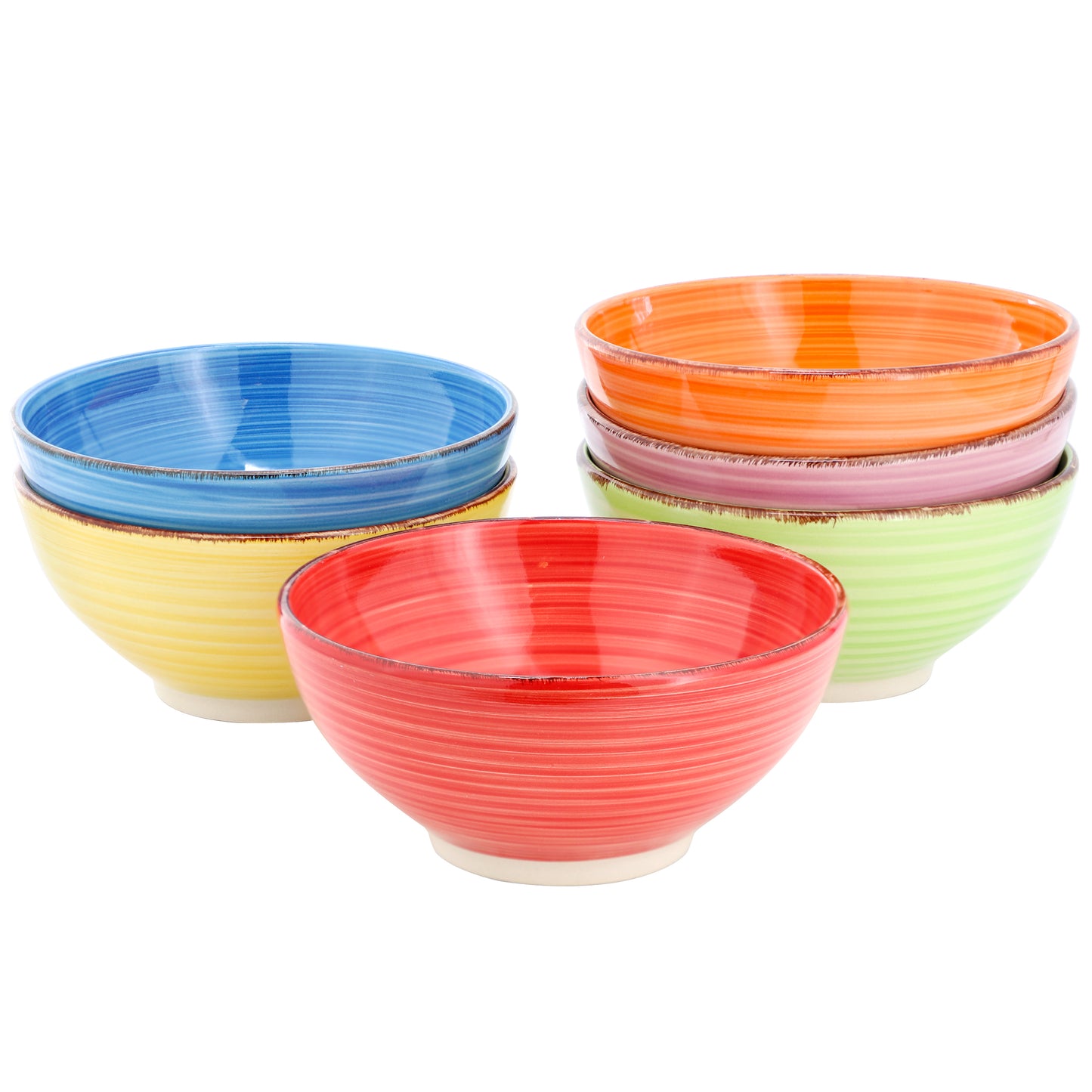 Elama Color Ridge 6.25" 6 Piece Round Stoneware Assorted Bowl Set