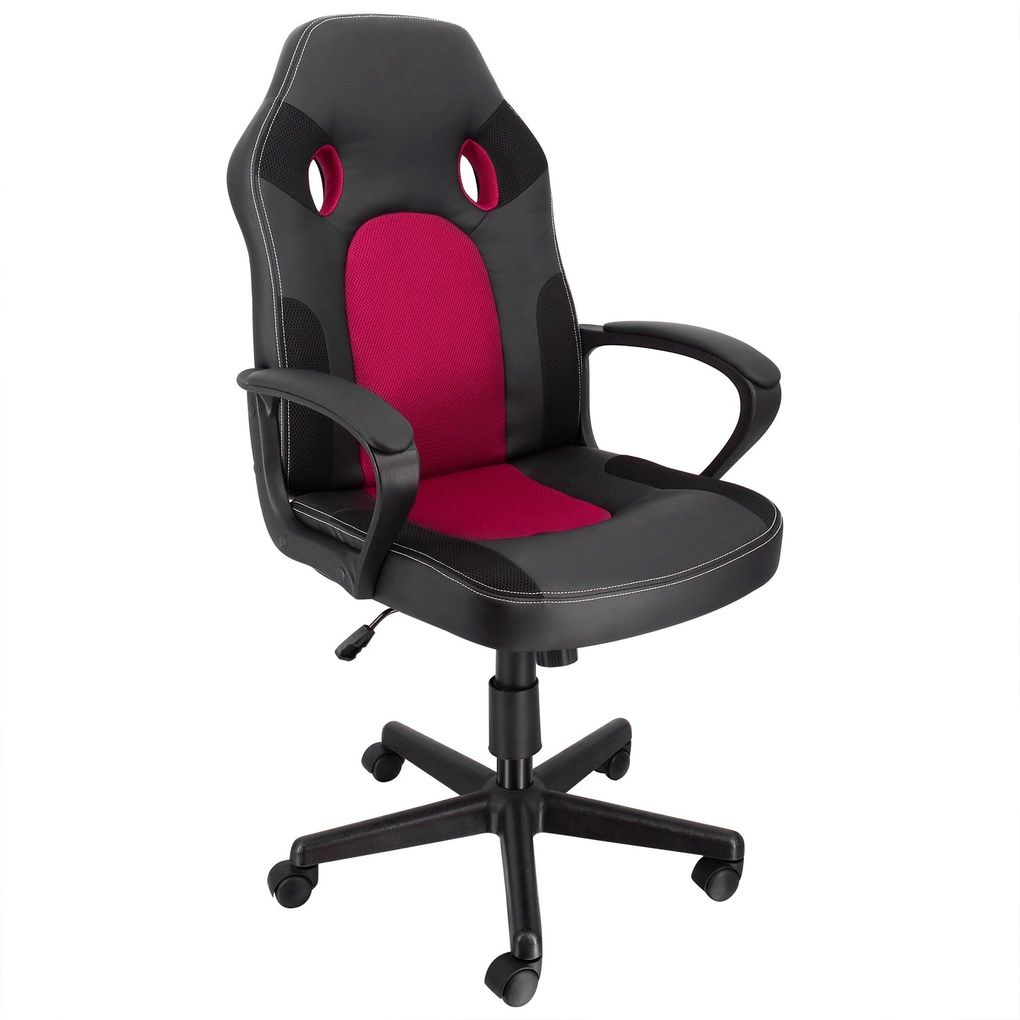 Elama High Back Adjustable Faux Leather & Mesh Office Chair Black & Burgundy
