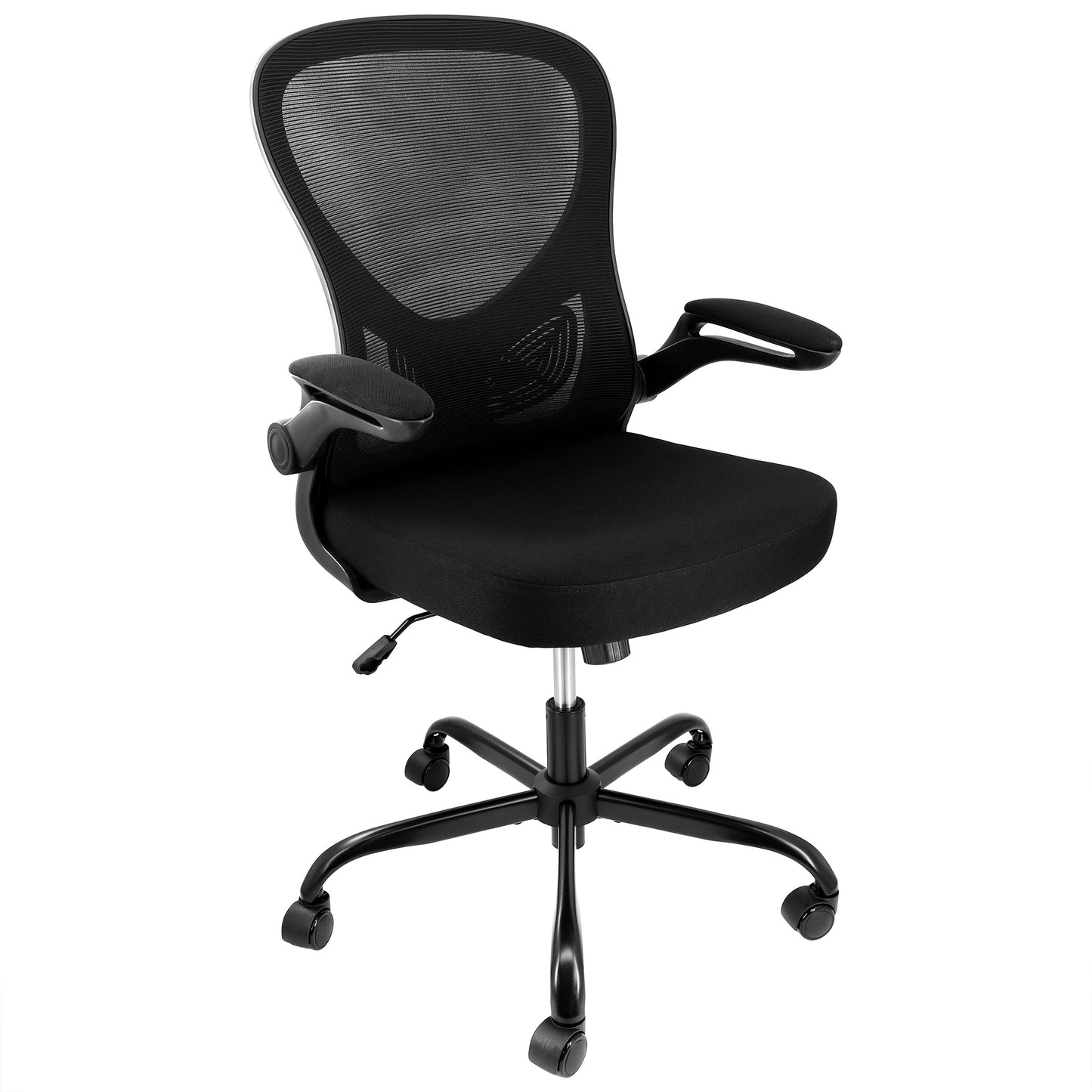 Elama Mid Back Adjustable Mesh & Fabric Rolling Office Chair Black