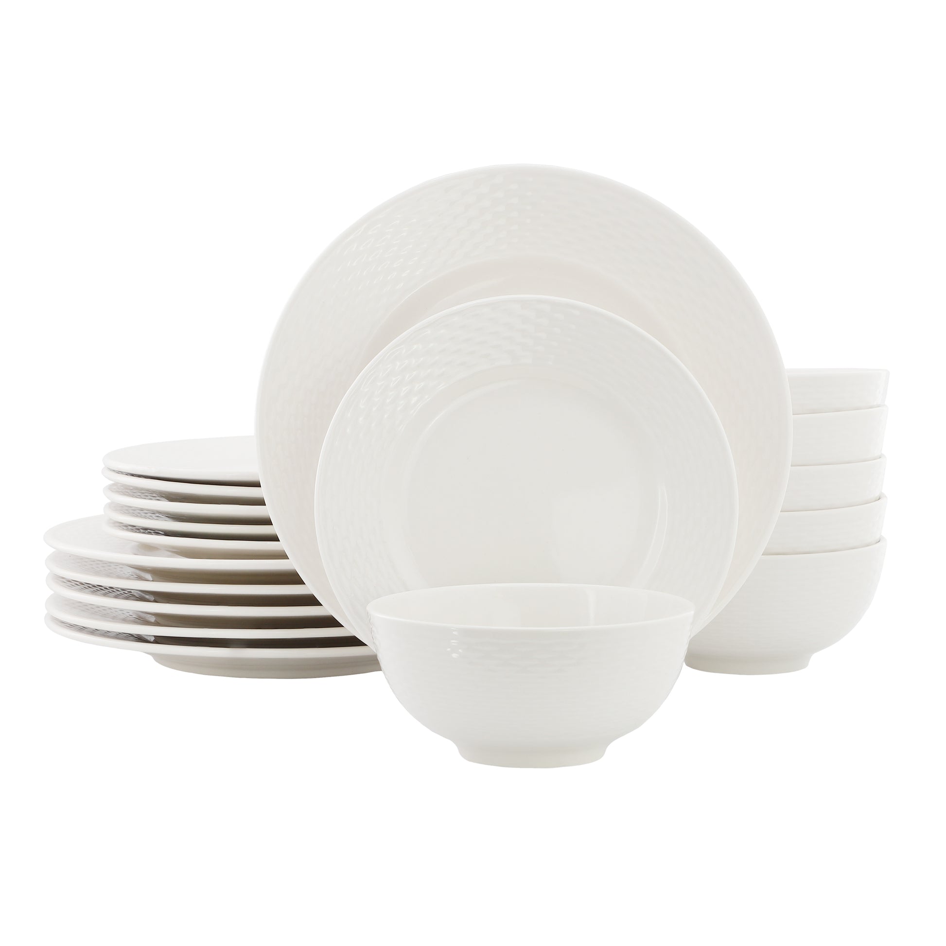 Elama Fiona 18 Piece Stoneware Dinnerware Set White